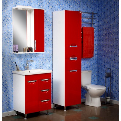 Зеркало для ванной комнаты "Лаура-60" белое/красное/черное