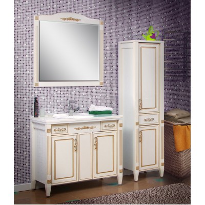 Зеркало для ванной комнаты "Романс-100" белое (серебряная/золотая патина)