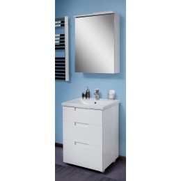 Тумба із дзеркалом для ванної кімнати "Тріо" білі, 60 см.