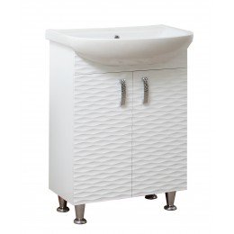 Тумба для ванной комнаты на ножках "3D-55" белая в комплекте с раковиной "Артеко-55"
