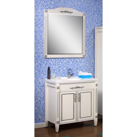 Тумба с раковиной и зеркало для ванной комнаты "Романс" 80 см. (патина) 