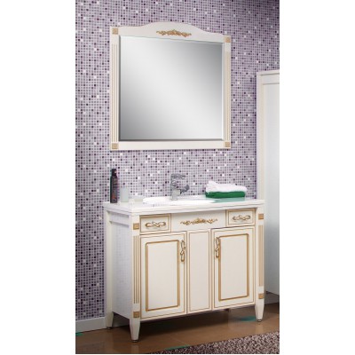 Тумба с раковиной и зеркало для ванной комнаты "Романс" 100 см. (патина) Сансервис